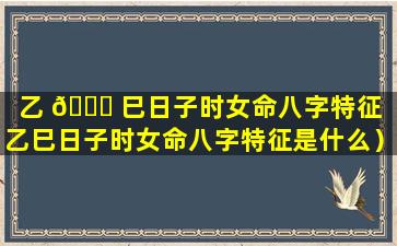 乙 🐘 巳日子时女命八字特征（乙巳日子时女命八字特征是什么）